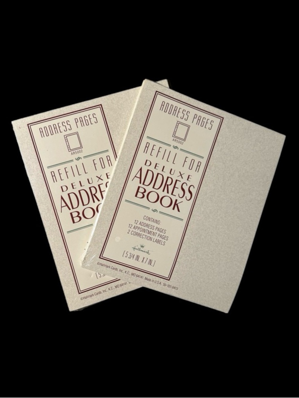 Address Book Refill Pages with Maroon and Green Label